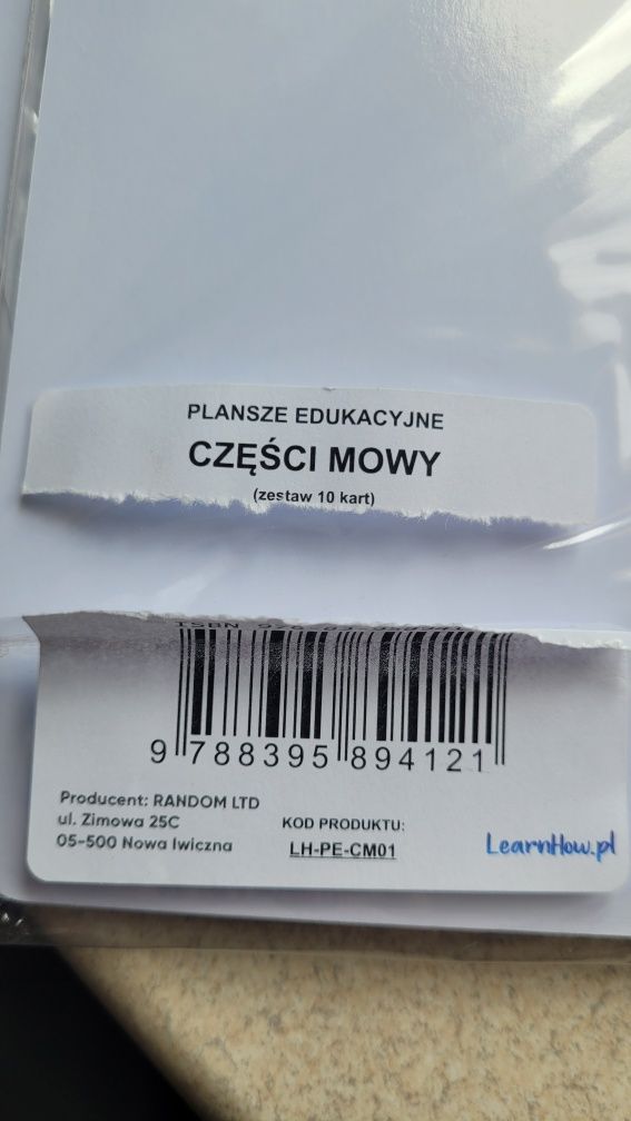 Czesci mowy karty ściąga pomóc nauka język polski