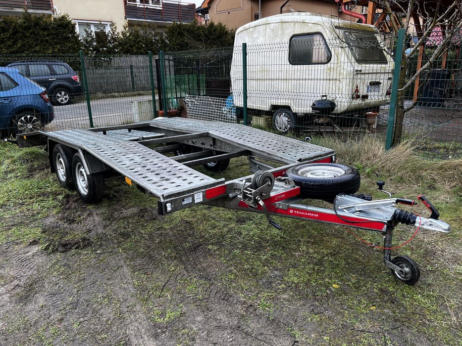 Wynajem przyczepy Lawety 4.5m 2.5dmc pasy w zestawie