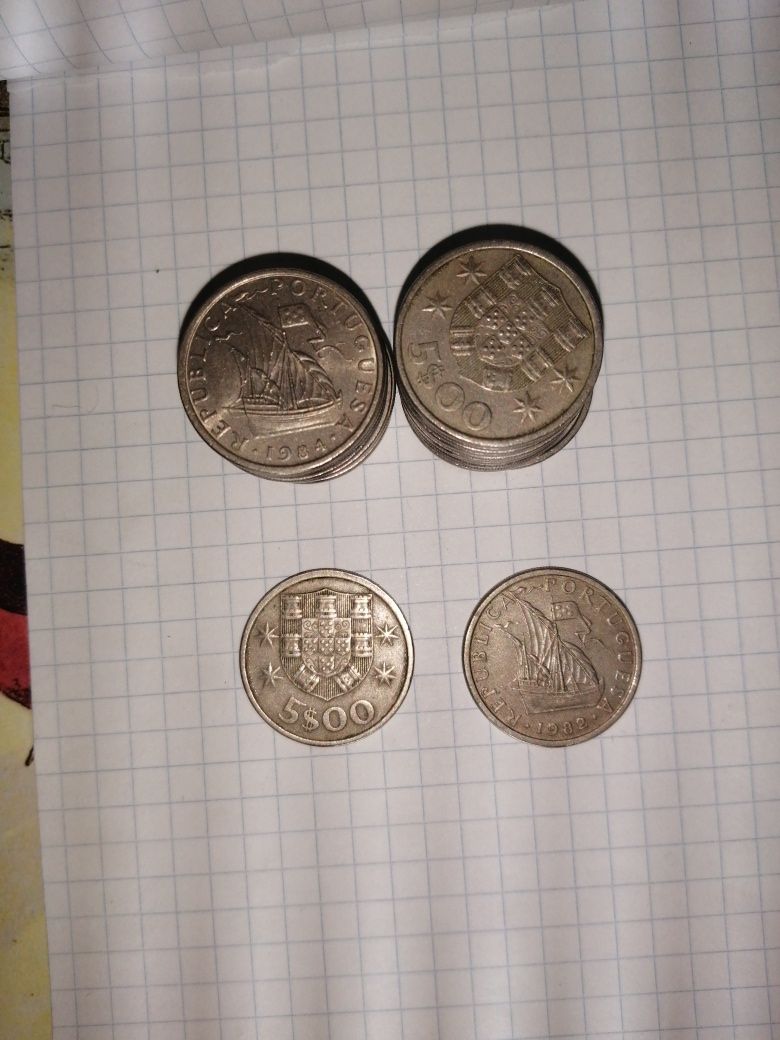 Lote de moedas 5 escudos
