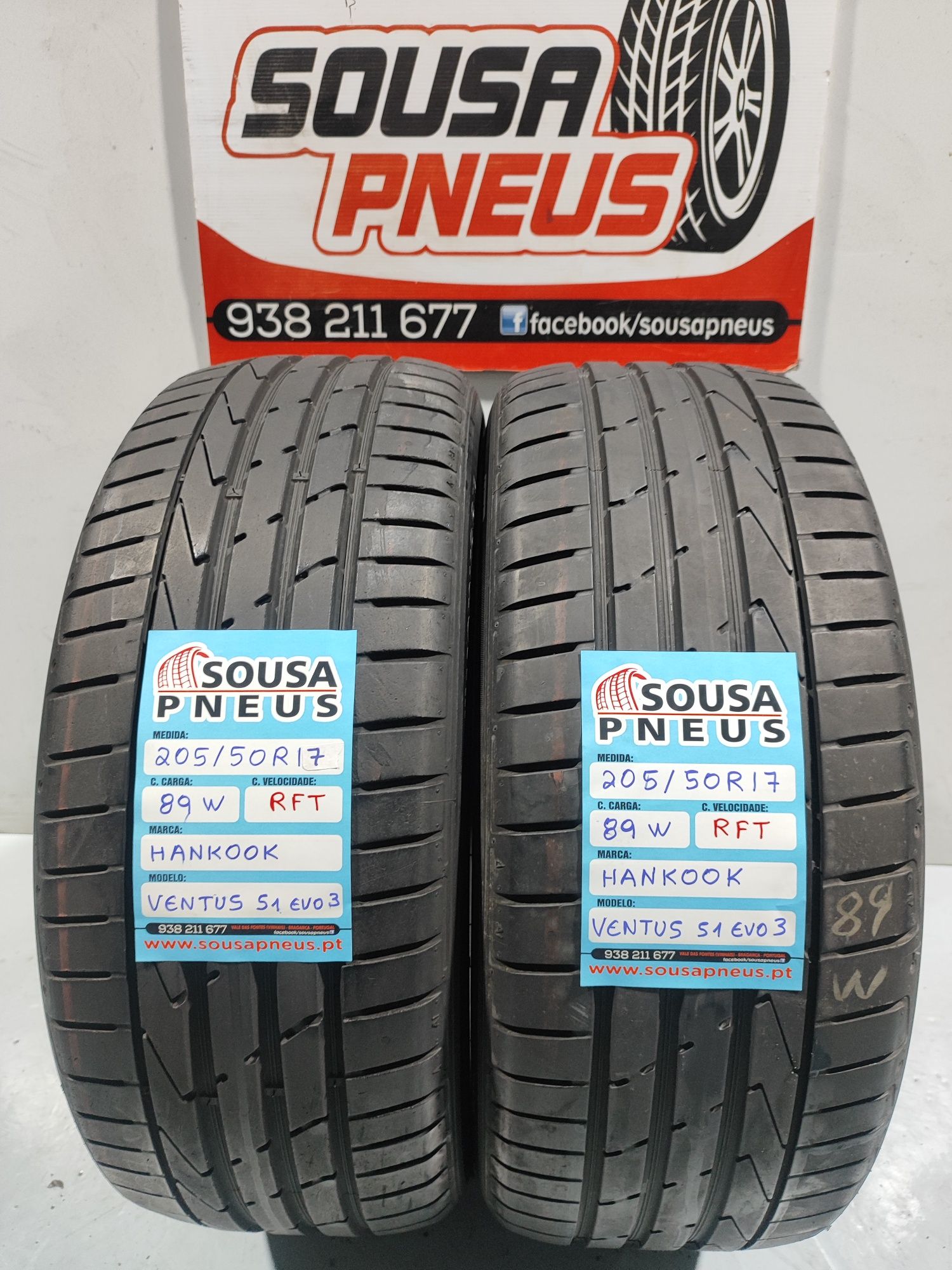 2 pneus semi novos 205-50R17 Hankook RFT - Oferta dos Portes
