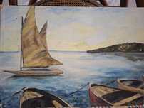 Quadro a oleo paisagem marinha