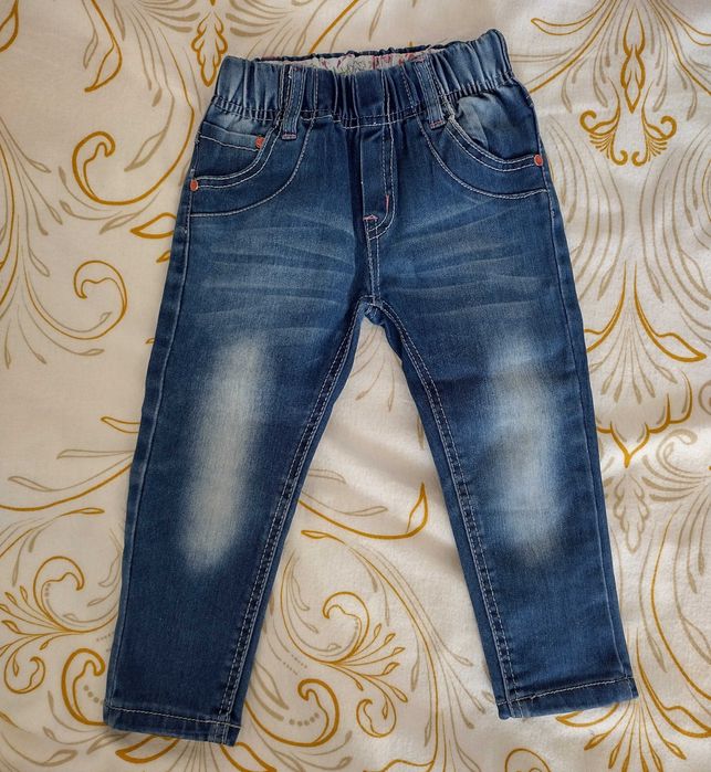 Spodnie jeansowe jegginsy dziewczęce z kieszeniami, r. 92