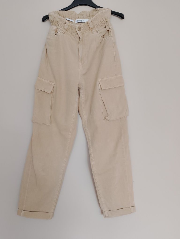 Spodnie jeansy cargo bojówki Bershka y2k alternative vintage swag XS