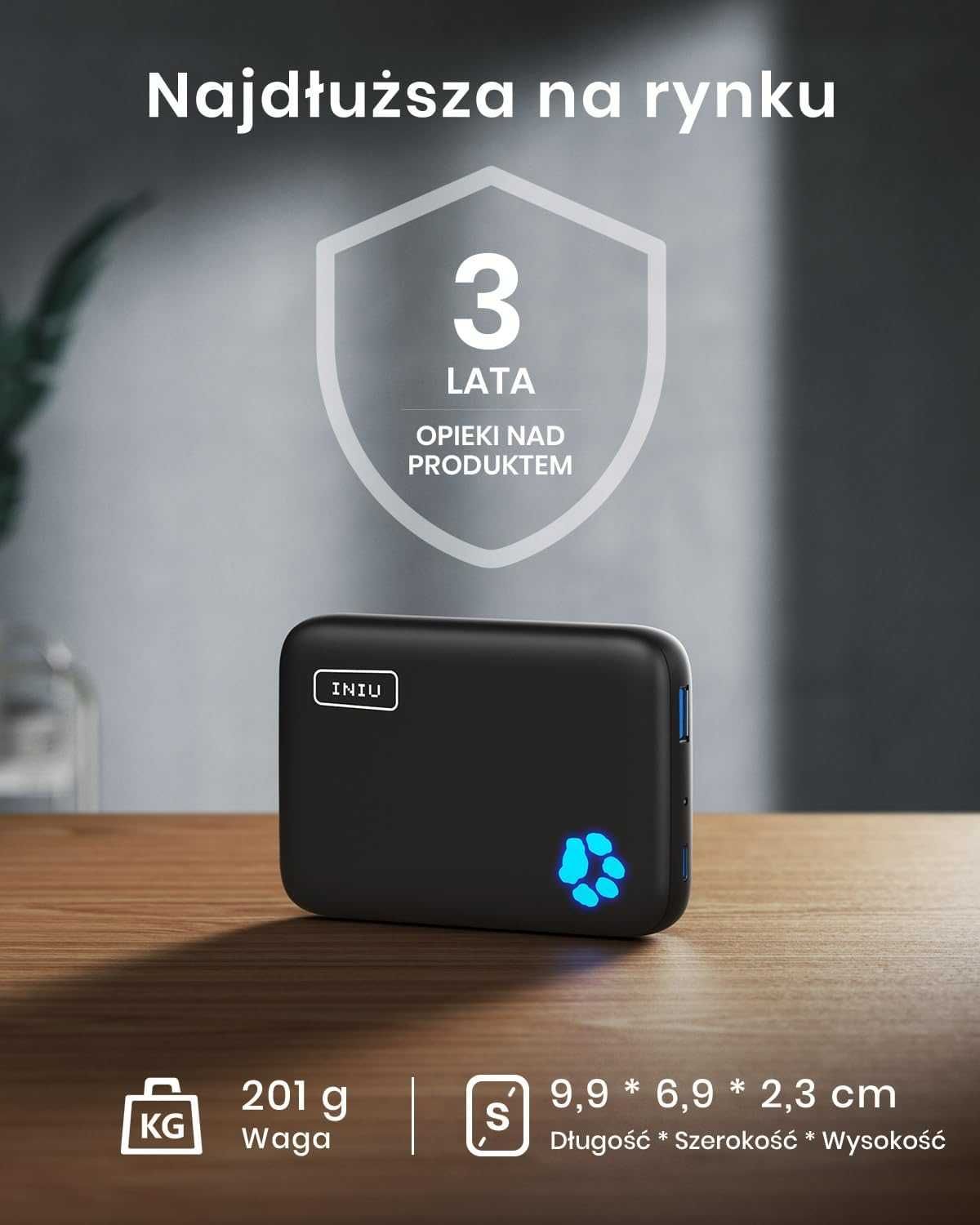 INIU BI-B43 PowerBank magnetyczny MagSafe 10000mAh 20W USB-C czarny