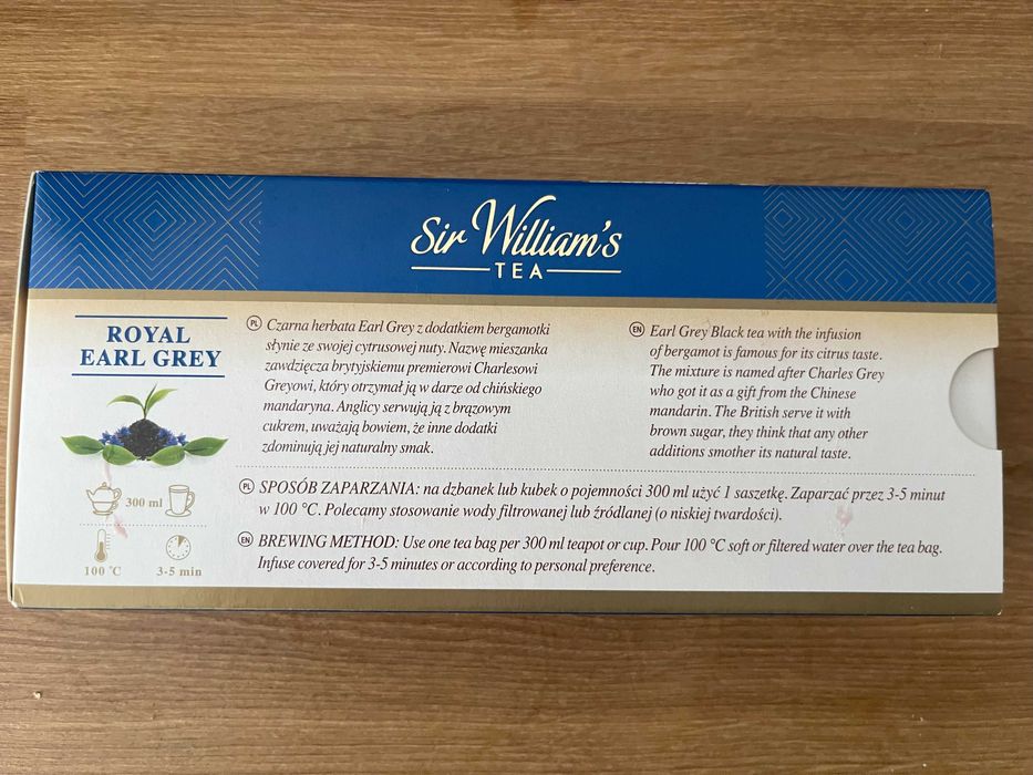 SIR WILLIAM'S Herbata czarna Royal Earl Grey 12 torebek okazja