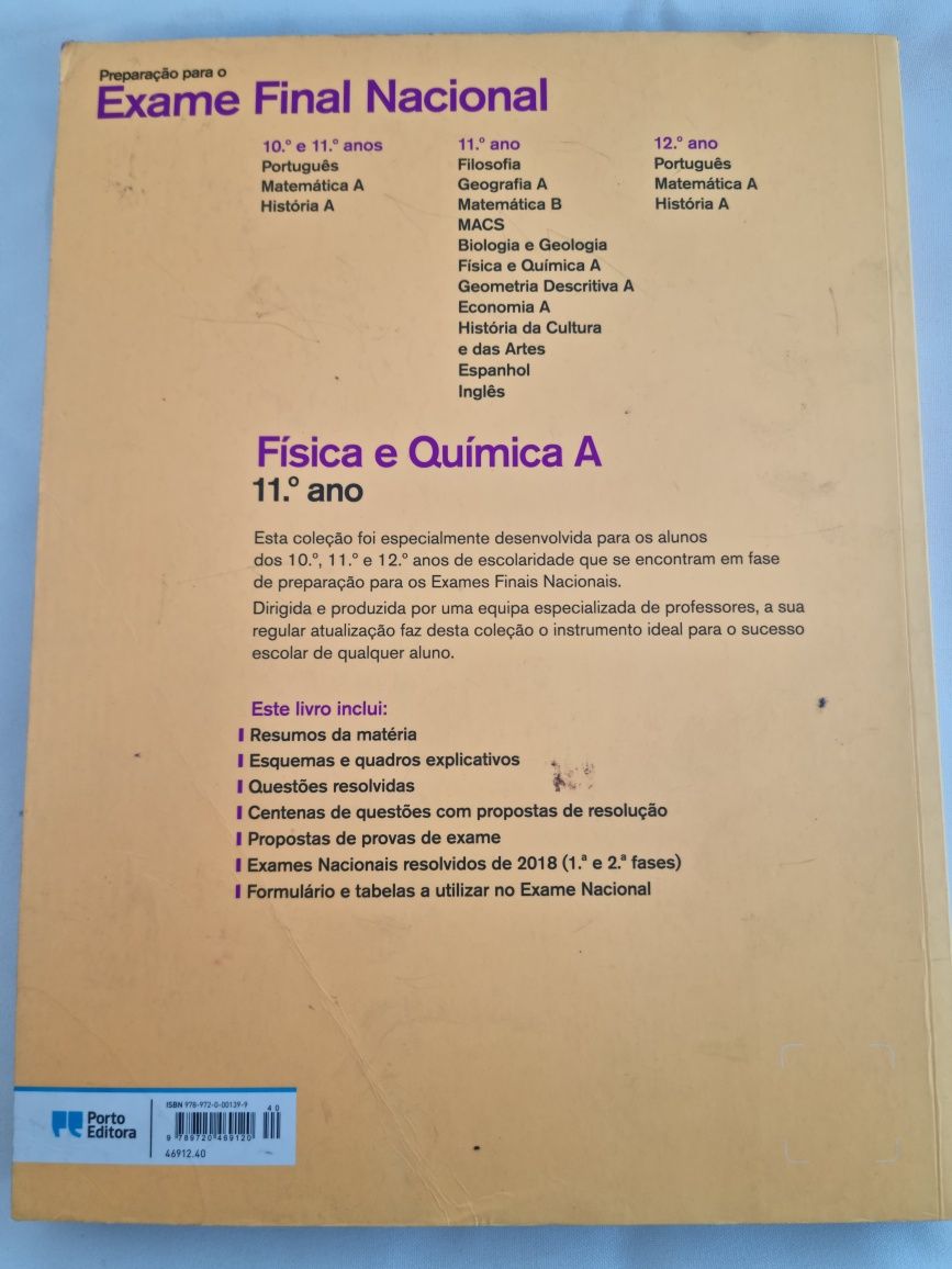 Livros de preparação para Exame - Matemática e Física Quimica