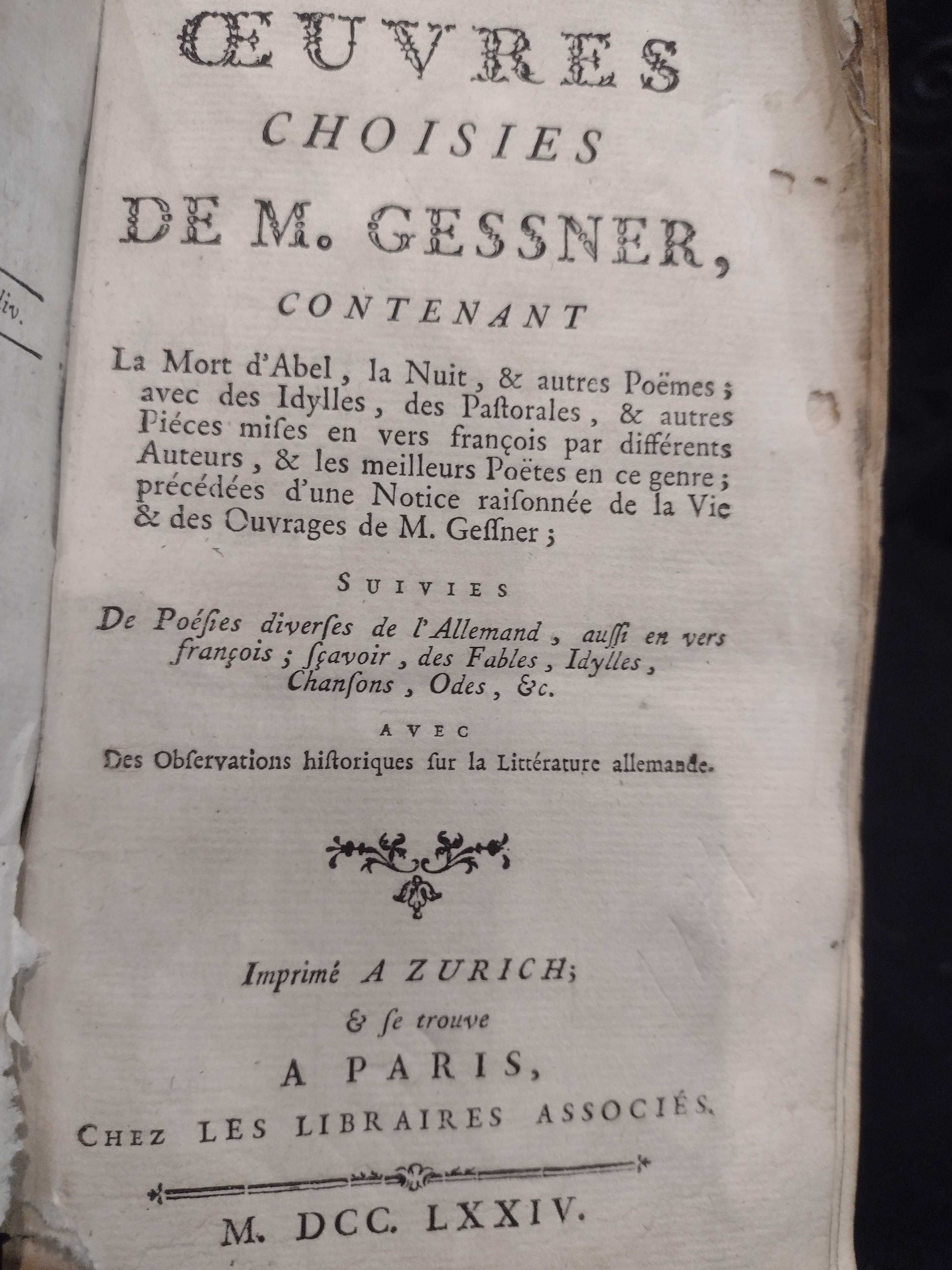 Oeuvres Choisies de M. Gessner 1774