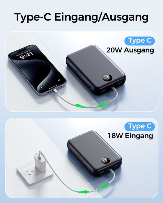 Powerbank 15 000 mAh 22,5 W z wyświetlaczem LED – szybkie ładowanie