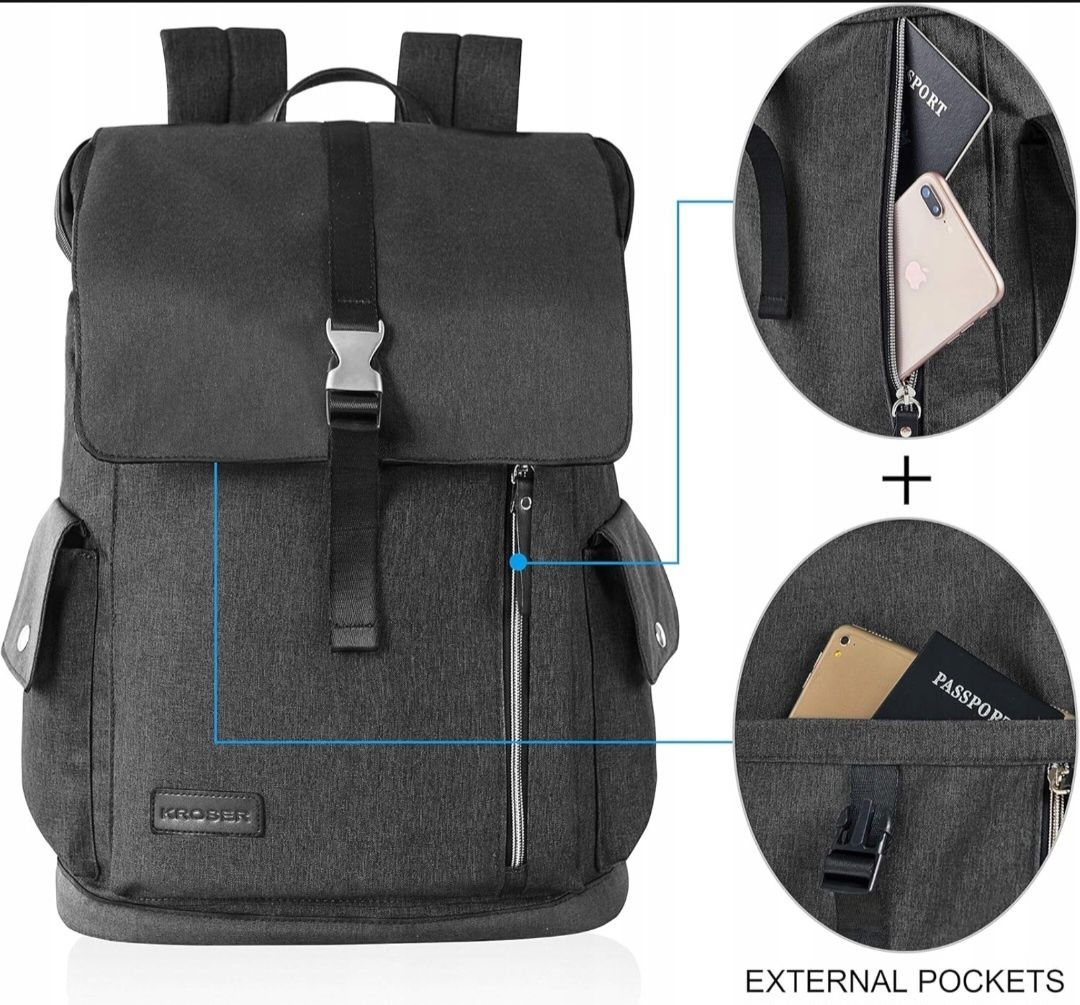 Kroser Duży Plecak szkolny i na Laptopa 17,3 z USB , RFID