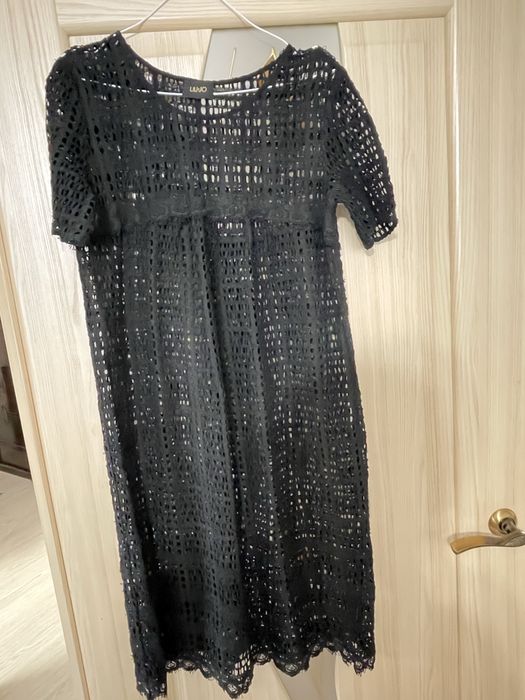 Чорна ажурна пляжна сукня туніка на розмір M-L