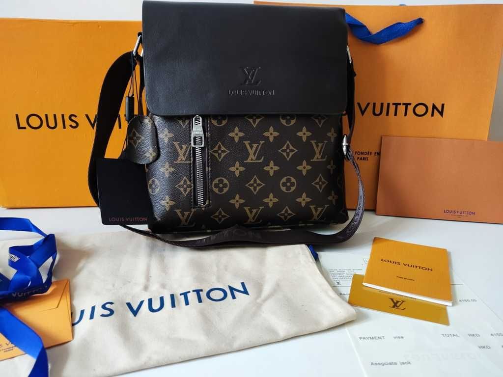 LOUIS VUITTON męska torba torebka Listonoszka, skóra, Francja logo