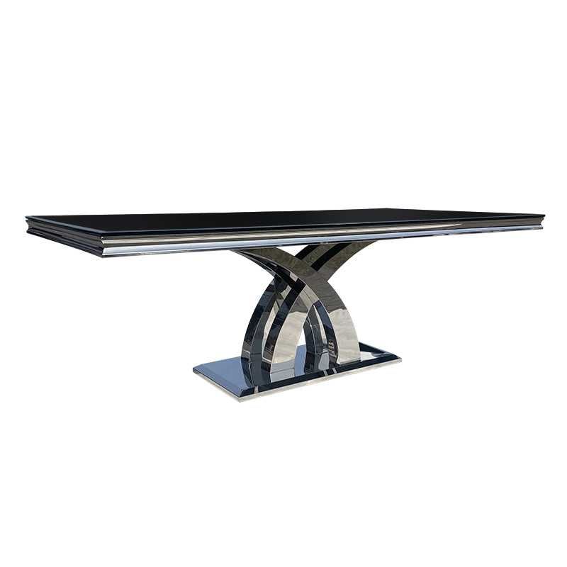 Glamour stół T-970 silver szkło czarne lub białe 220x110 chromowany