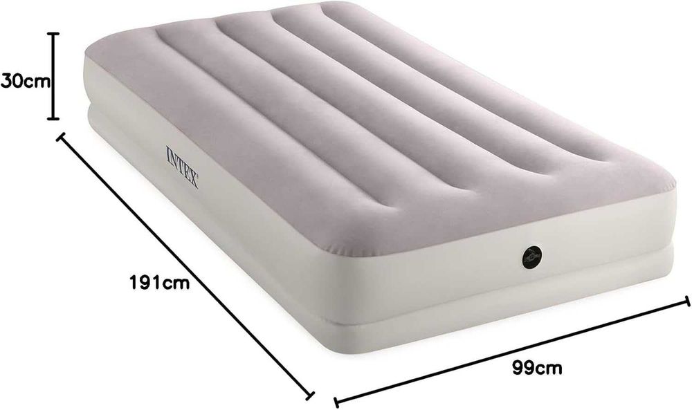 MATERAC z pompką USB 1os. 191x99x30 welurowy dmuchany INTEX 64177 h116
