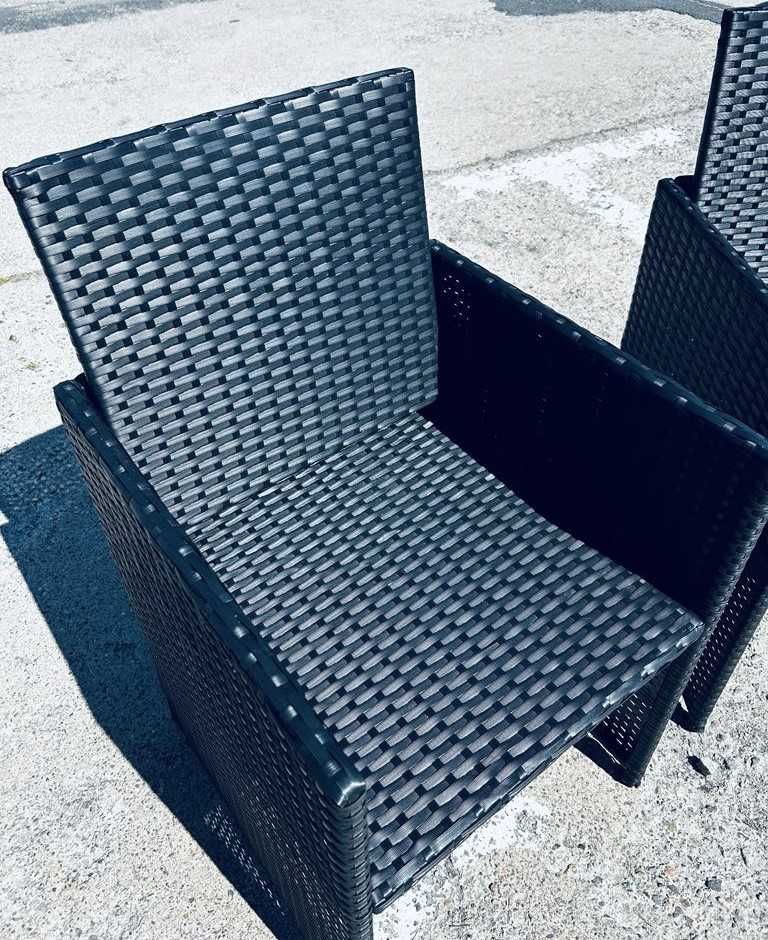 Fotele, krzesła balkonowe - ogrodowe z poliratanu - antracytowe