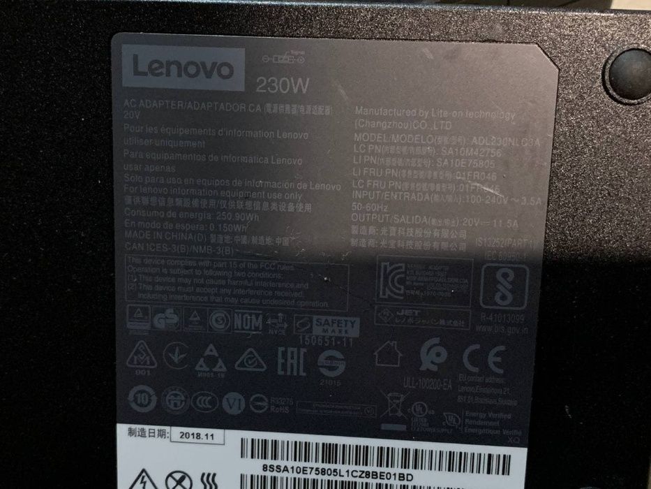 Оригінальний блок живлення Lenovo 230w | 20w 11.5a | P70 Legion