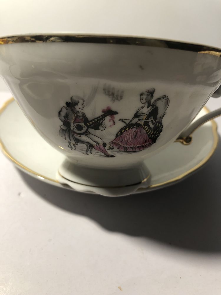 Chávena e pires de chá porcelana de coimbra