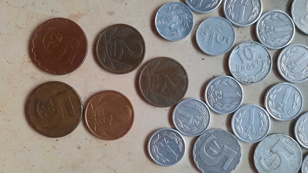 monety prl 2 zł, 5 zł 1 zł zestaw