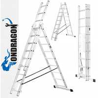 DRABINA aluminiowa stopniowa 3x9 ONDRAGON Przemysłowa 150kg na schody