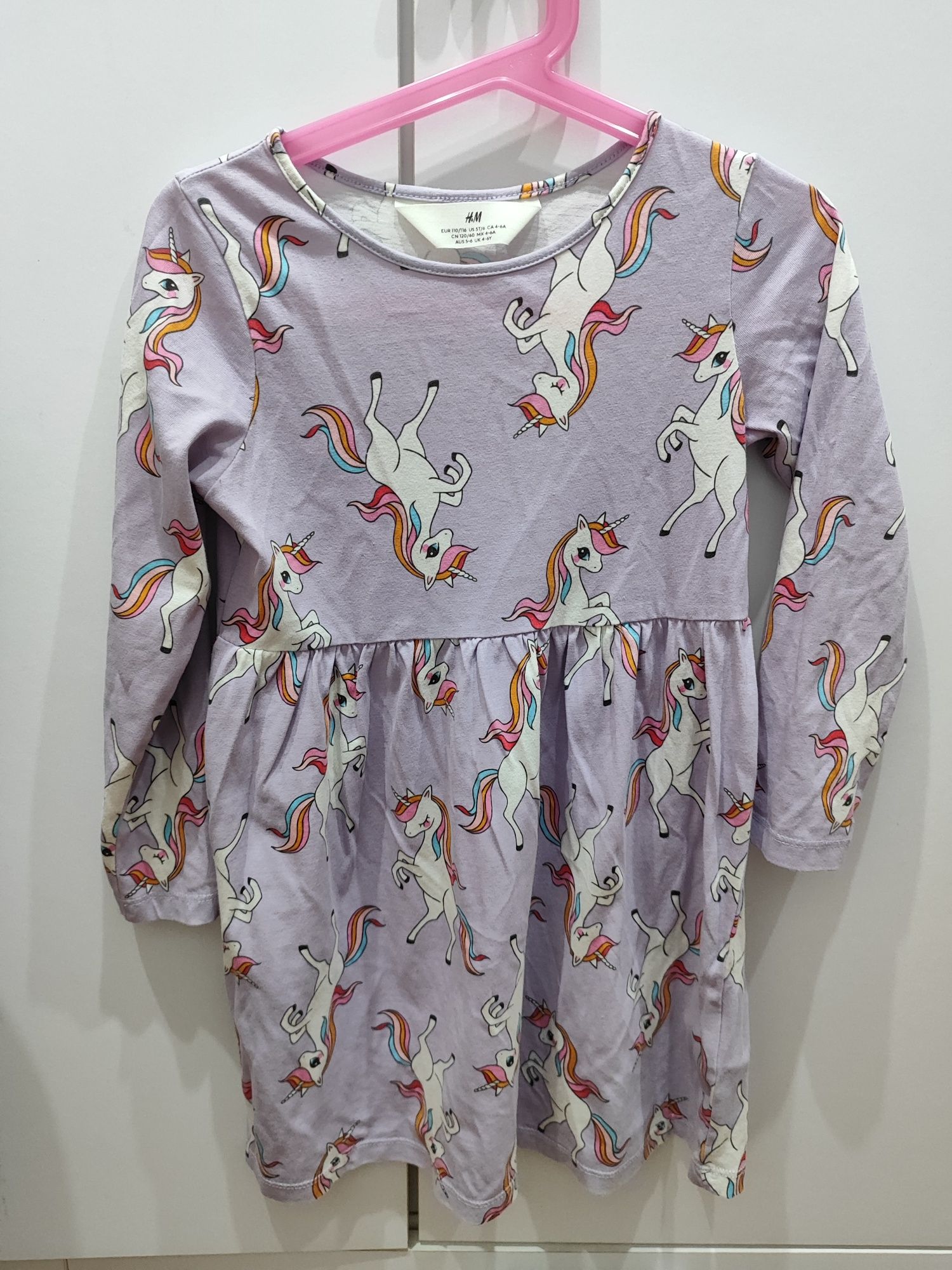 Sukienka H &M 110/116 jednorożec