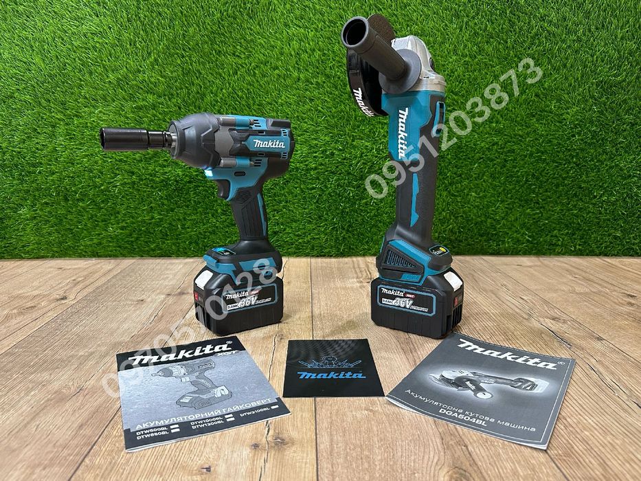 Набор 2/1 Makita Гайковерт DTW850BL + Болгарка DGA504BL с 2акб 36V 9Ah