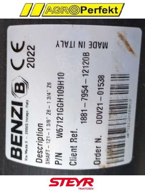 Wałek podwójny homokinetyczny ze sprzęgłem BENZI 1175 Nm