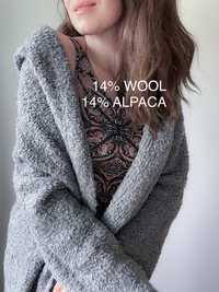 Sweter szlafrokowy otulacz oversize wełna alpaka
