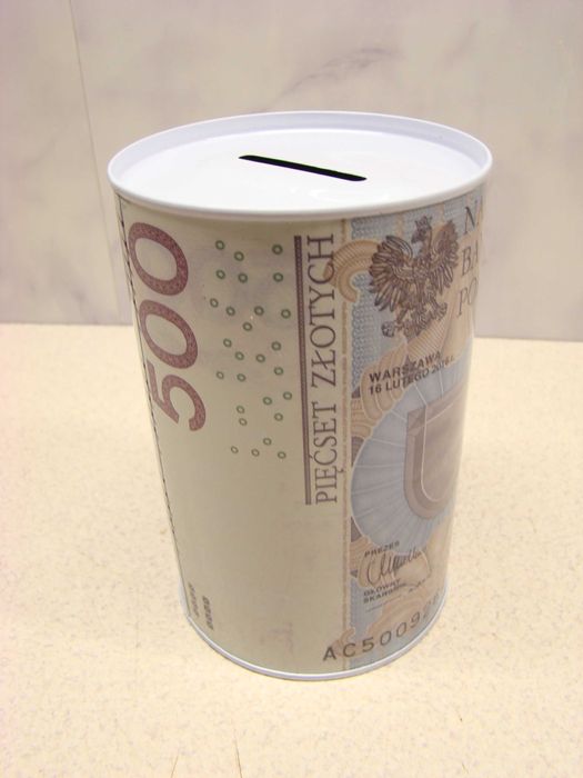 Skarbonka puszka 500 zł – stylowy pojemnik na oszczędności i drobne