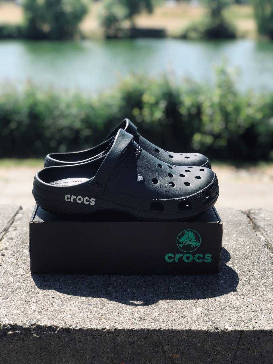 Стильные Crocs мужские Для отдыха на море! Dark Black легкі Крокси