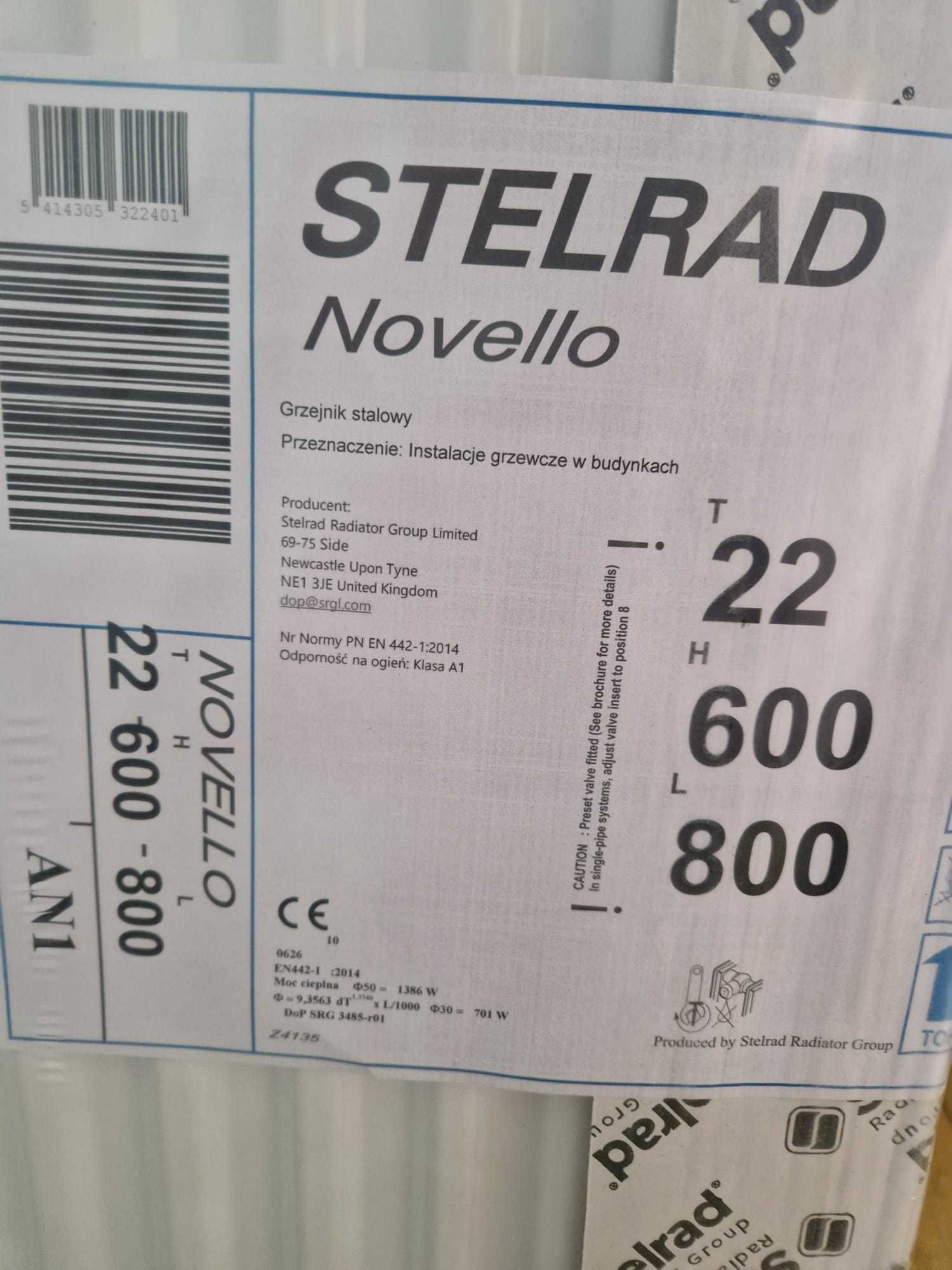 Grzejniki/kaloryfery STELRAD Novello 22 600 x 800 – nowe  2 szt.