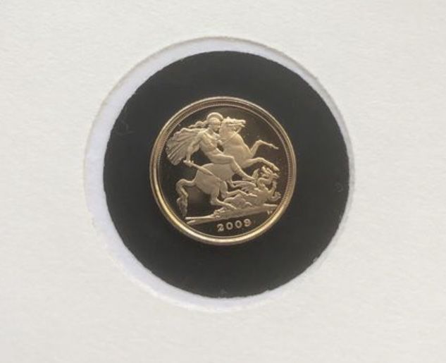 Moeda de ouro 1/4 libra (gold sovereign) Proof 2009