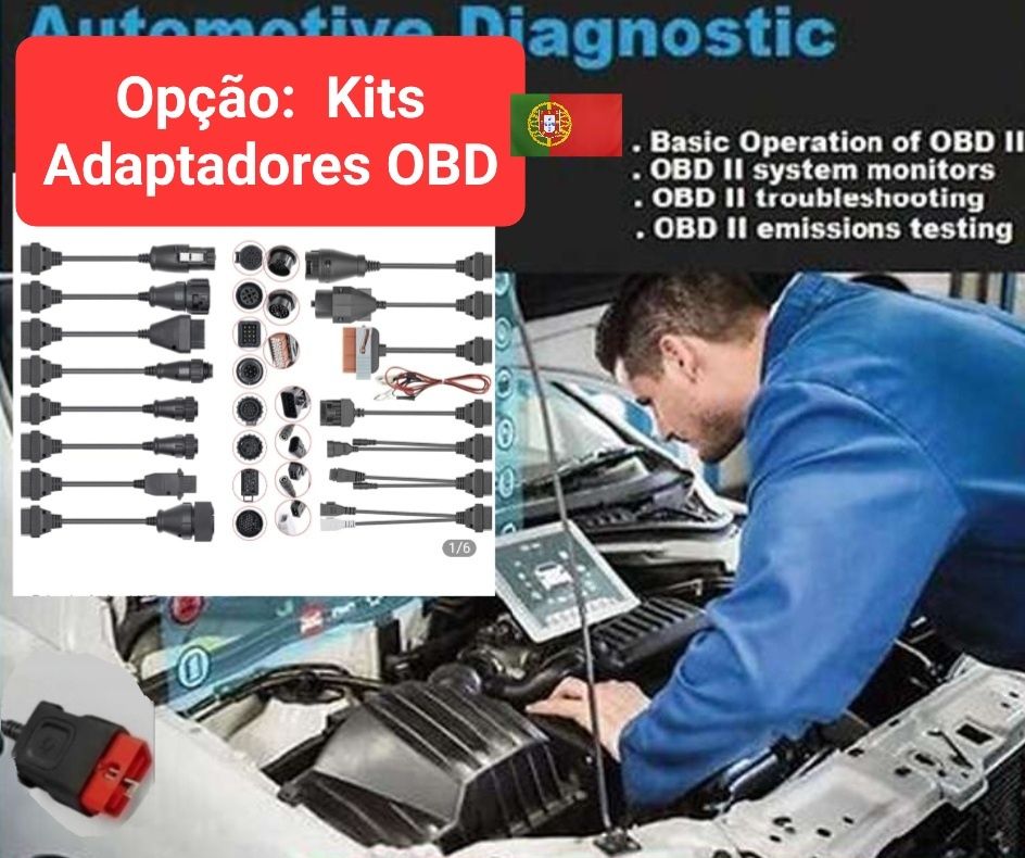 Kit adaptadores 8 Cabos OBD OBD2 - cabos diagnostico multimarcas