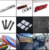 Material Golf 3 GTI (NOVO) Letring GTI, fita vermelha frisos, aros