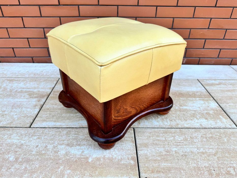 pufa skórzana podnóżek skórzany stołek skóra krzesło fotel siedzisko