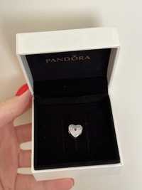 Шарм  сердце Pandora silver 925 с кубическим цирконием