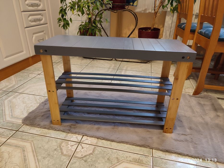 Nowy szary bambusowy regał półka na buty ławka