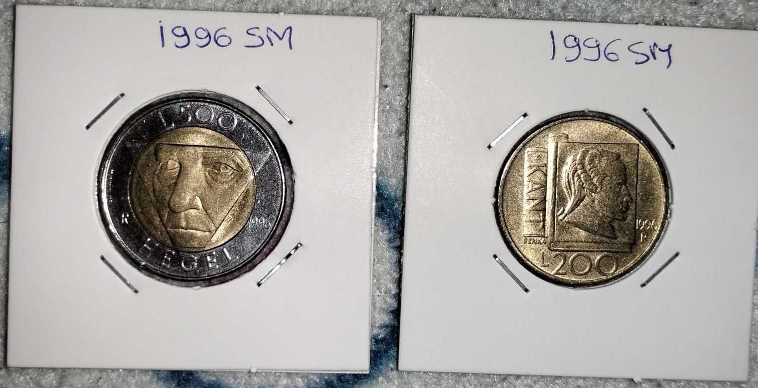 Moedas San Marino - 200 e 500 Liras - 1996