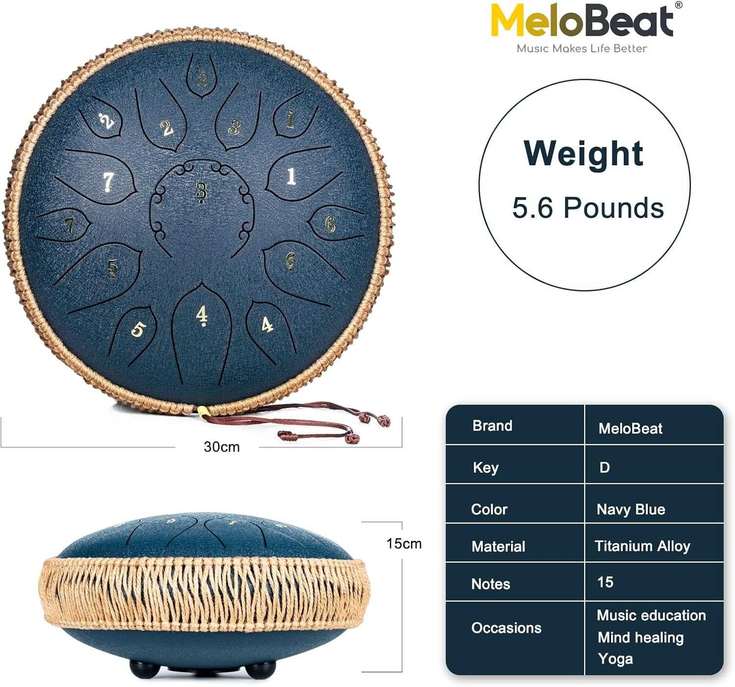 Stalowy bęben językowy Tongue Drum  12 cali 15 tonów