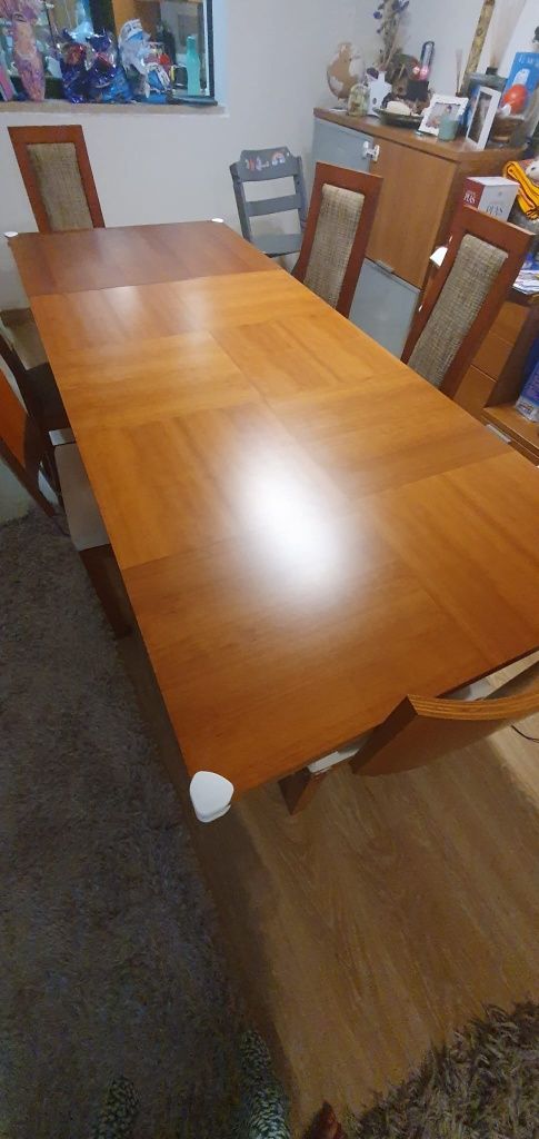 Mesa de sala de jantar extensível madeira carvalho