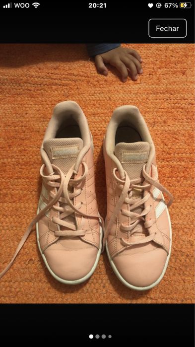 Tenis adidas rosa e branco