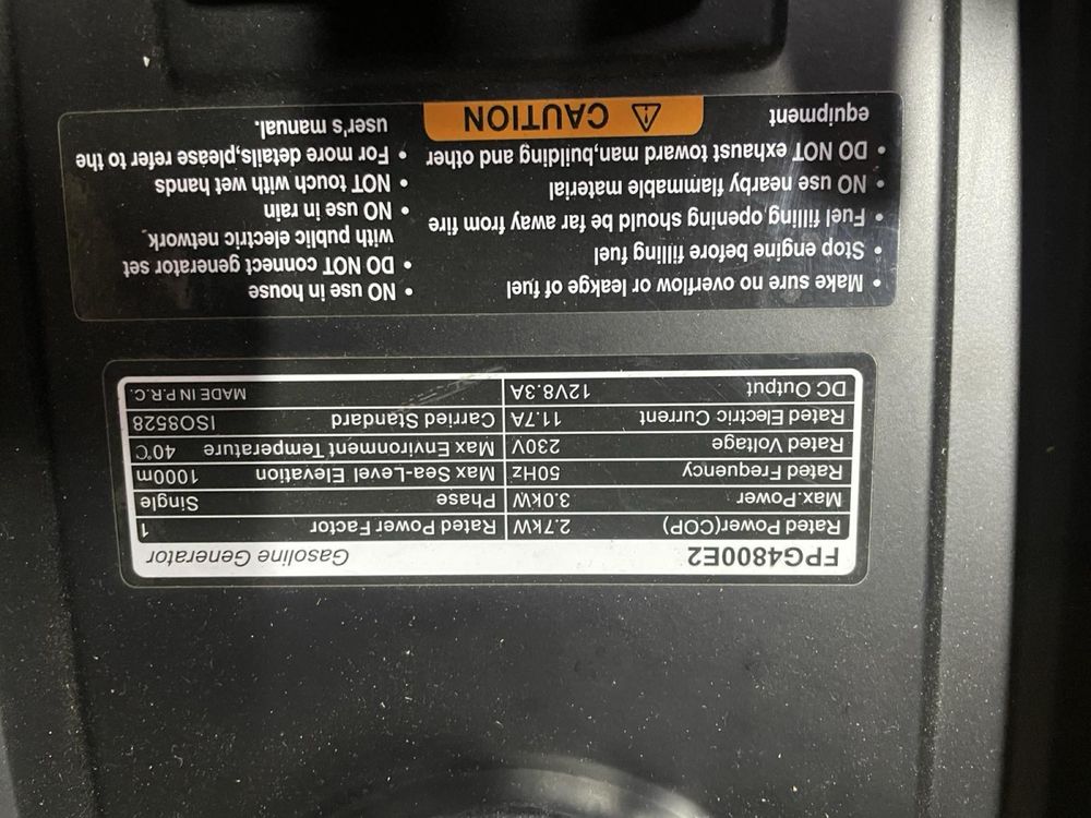Генератор бензиновый Firocci FPG4800E2 2,7 кВт / 3 кВт 230 В