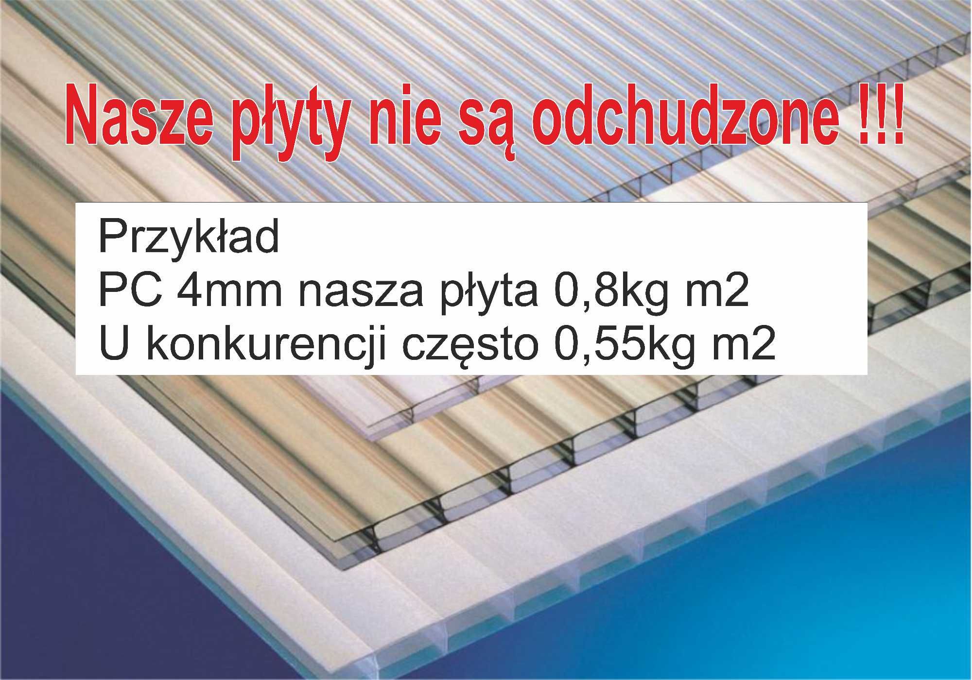 Poliwęglan komorowy zadaszenie, dach taras pergola 4, 6, 8, 10, 16, 20