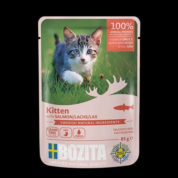 BOZITA Kitten MIX 12x85g SASZETKI Łosoś Kurczak mokra karma dla kociąt