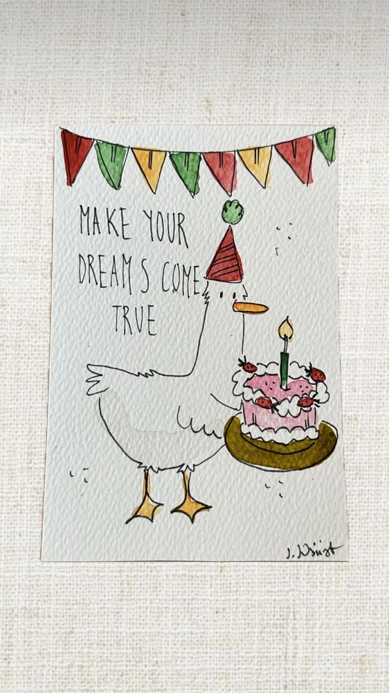 Kartka urodzinowa urodziny gęś kaczka birthday tort