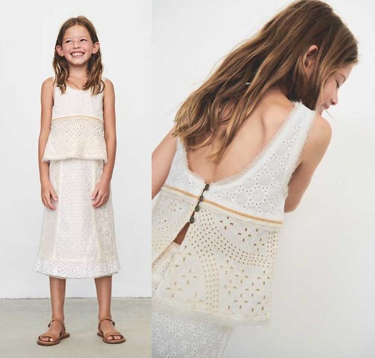 Zara  komplet spódnica + top z haftem szwajcarskim 12 13 lat