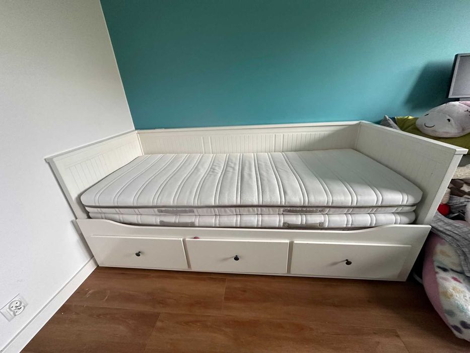 Łóżko rozkładane z 3 szufladami BIAŁE HEMNES IKEA