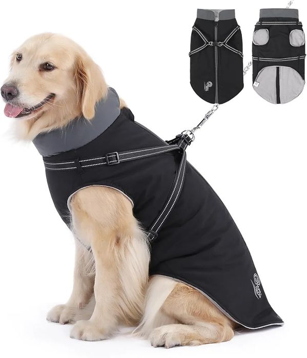 Wodoodporny i ciepły płaszcz dla psa z szelkami 4XL U103