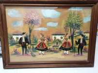 Peça de arte antiga, pintada/trabalhada á mão (BOM ESTADO)