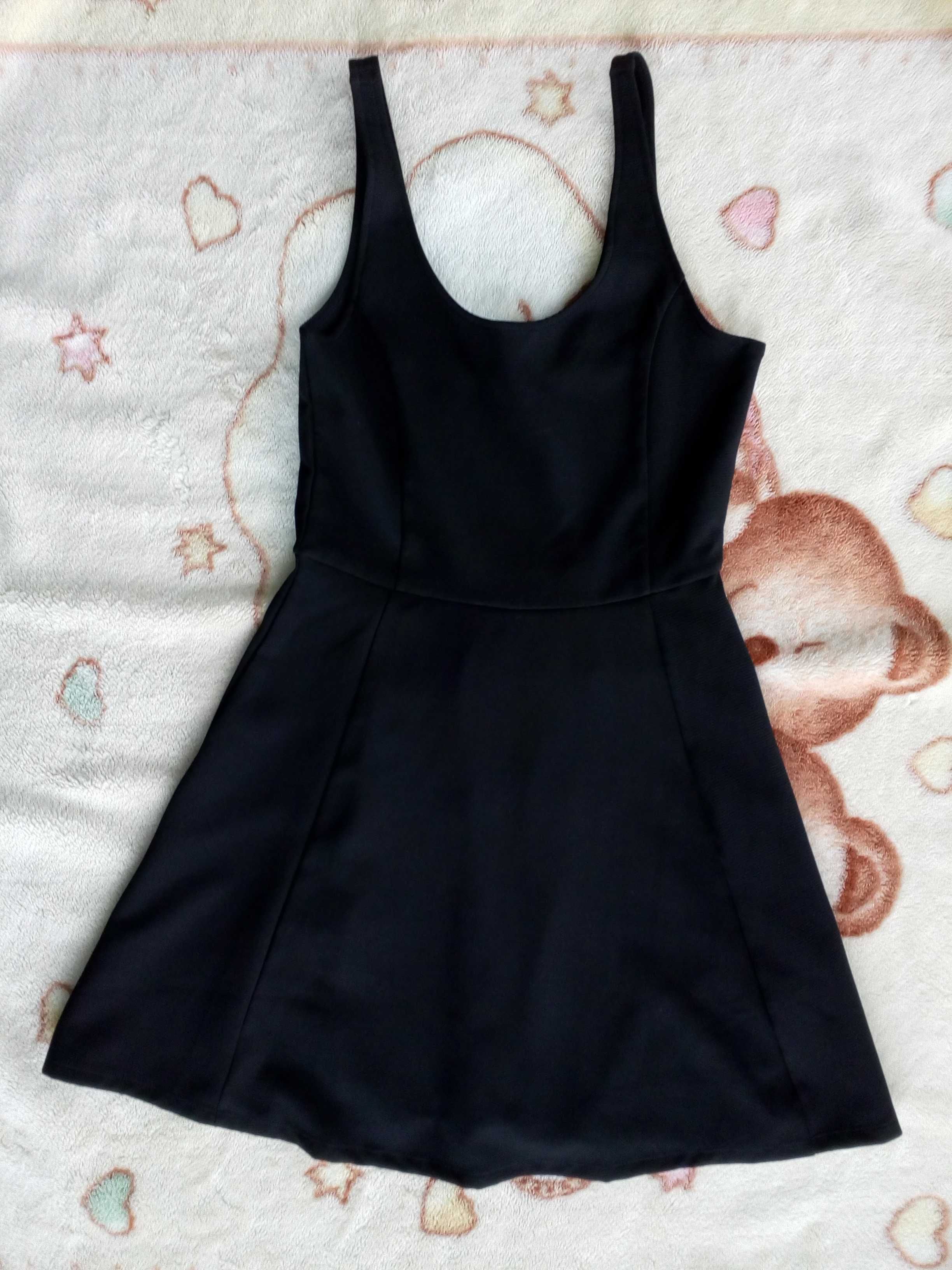Czarna elegancka letnia sukienka prążkowana H&M 38 jak nowa