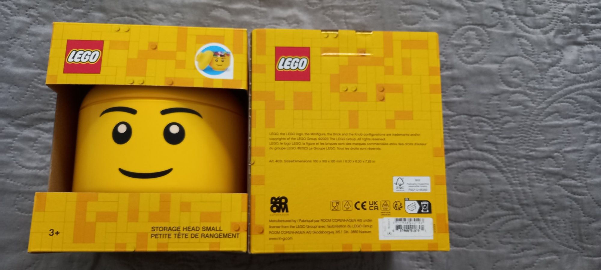 Główki lego 2szt- 16x16x18,5 cm, głowa, pojemnik, Lego