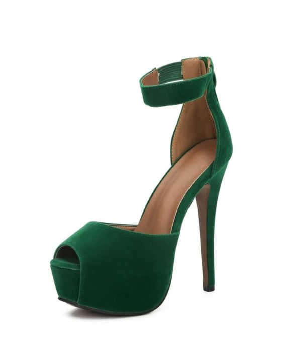 Buty damskie na obcasie zielone r 39